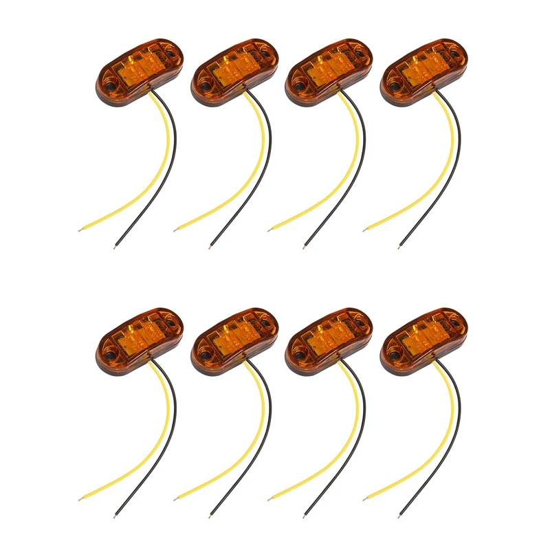 

8X Amber LED 2.5Inch 2 Diode Light Oval Clearance Trailer Truck Side Marker Lamp