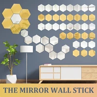12 pcs 3d mirror hexagon wall sticker acrylic honeycomb panels removable decal for art diy living room bedroom home decor
