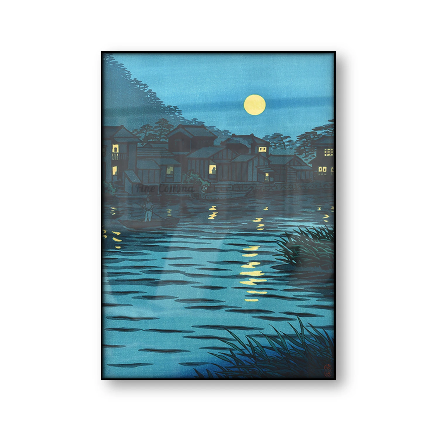 

Moonrise at Katase река винтажный Японский художественный постер Kasamatsu Shiro деревянный блок холст печать Ukiyoe искусство на стену Азиатский домашний д...