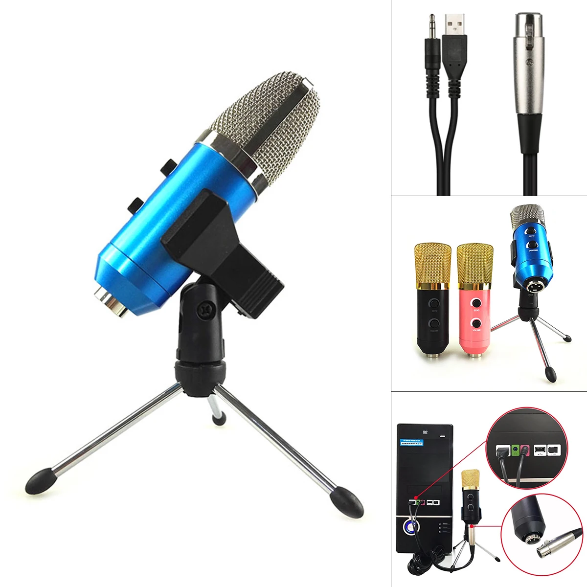

MK -F100TL USB Wired Microphone USB Condenser Sound Recording Microphone with Stand for Live / Chat / Sing / Karaoke