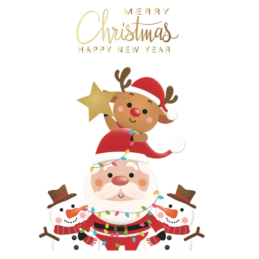 

Santa Claus Fawn Snowman Merry Christmas Window Door Wall Decoration Wall Sticker Home Decoration Happy New Year 2022