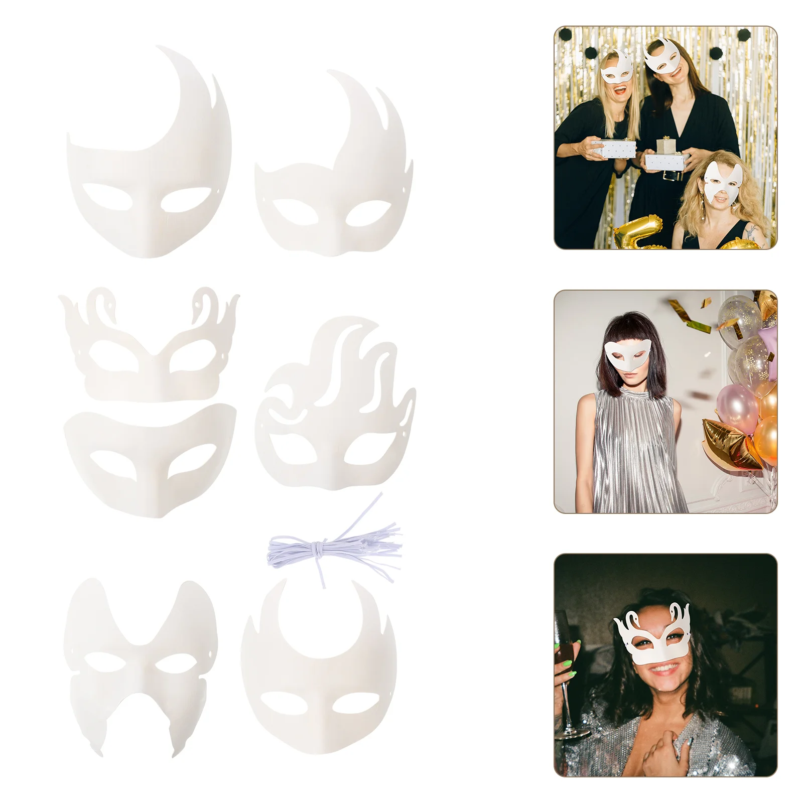

14pcs DIY White Paper Masquerade DIY Pulp Blank Plain for Mardi Gras Masquerade Dance Party White