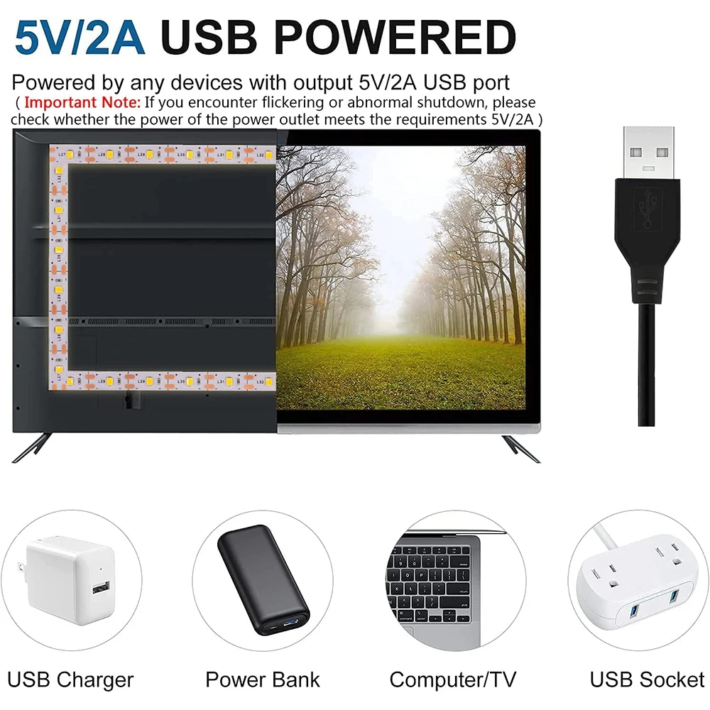 DC5V USB светодиодные ленты SMD2835 белая теплая лампа для ТВ-фона украшения дома