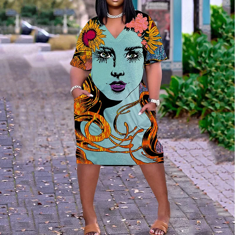 

Floral Chic Suits Outfits Tops Beach Summer Clothes Solid Aesthetic Urban Style V Neck And Knee Length Short Sleeve