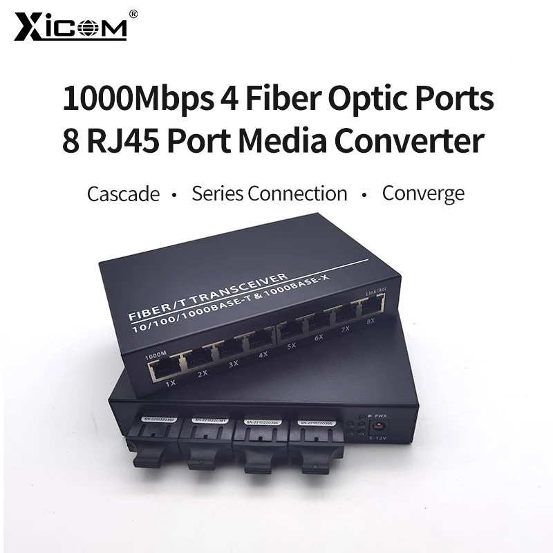 1 Pcs Fiber Media Converter Gigabit Ethernet Switch Transcei