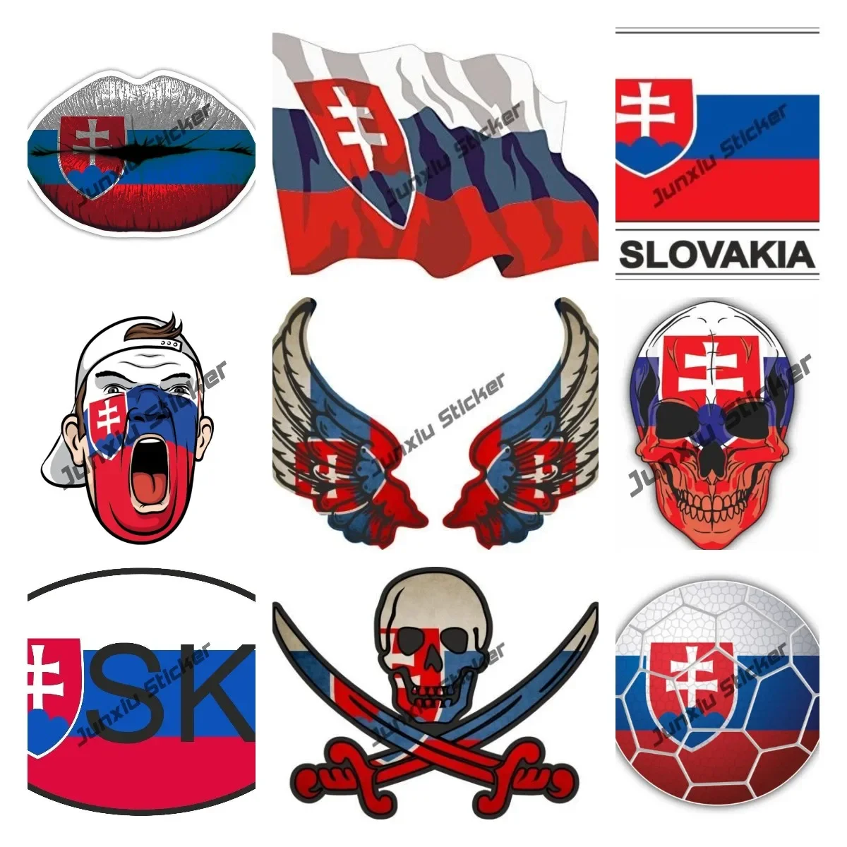 Словакия Флаг Крылья Креативная Автомобильная Наклейка Череп Футбольные Фанаты