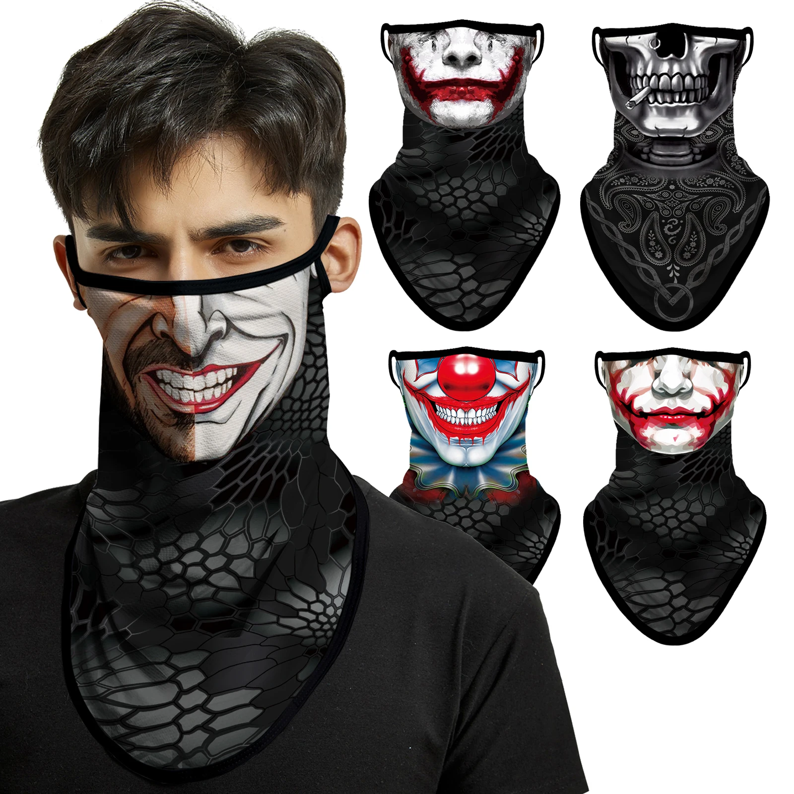 

3D Venom Headband Joker Neck Gaiter Tube Scarf Earloop Face Cover Breathable Half Mask Windproof Balaclava Bandana Army Summer