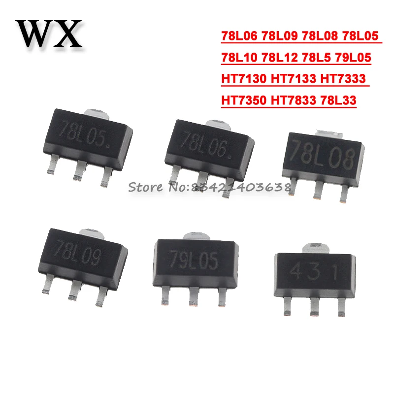 

10 шт. 78L05 78L06 78L08 78L09 78L10 78L12 78L15 78L33 79L05 HT7130 HT7133 HT7333 HT7350 HT7833 SOT89 триодный регулятор транзистор