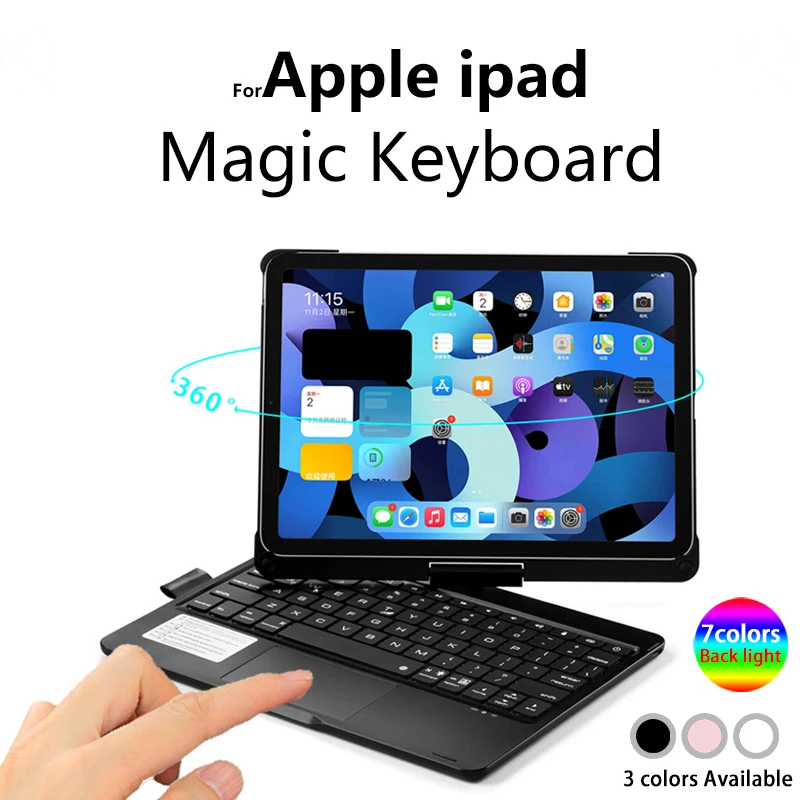Keyboard Case For iPad Air 4 5 10.9 2020 2022 Pro 11 2018 2020 2021 With Touchpad 360°Rotation Fold Backlit Magic Keyboard Cover