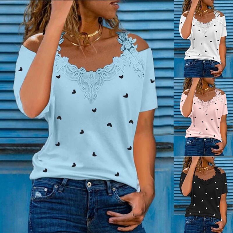 

Женская летняя блузка с коротким рукавом, большие размеры