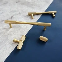 brass knurling furniture handles modern simple golden long pulls cupboard wardrobe dresser shoe box drawer cabinet wine bar knob