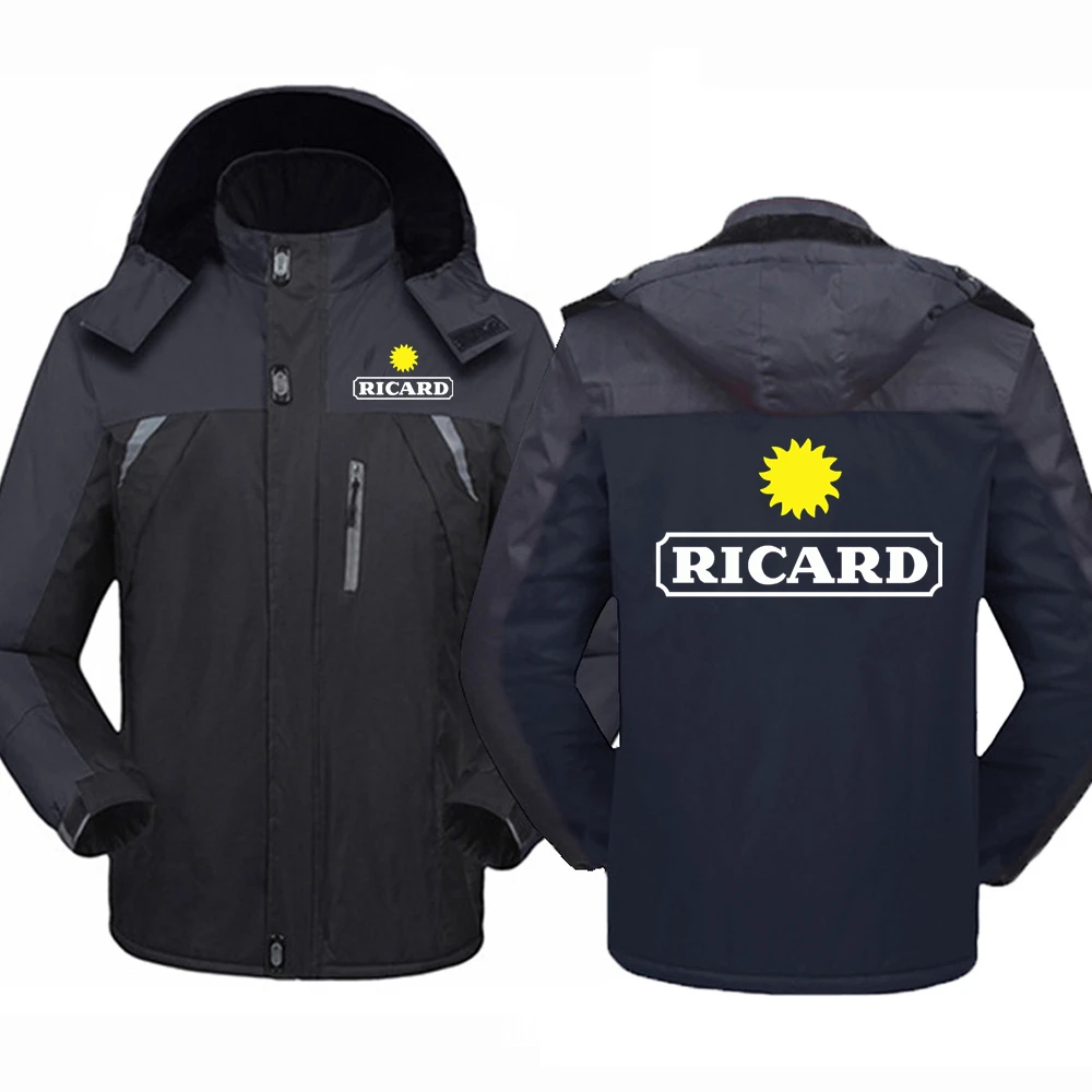 

2023 Winter New RICARD Logo Printed Customizable Men Zipper Down Jacket Cotton Warm Thicken Fashion Man Women's Sportswear Wild