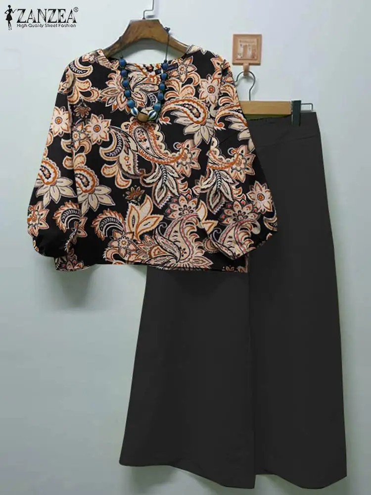 Модные комплекты брюк с широкими штанинами ZANZEA летние богемные подходящие