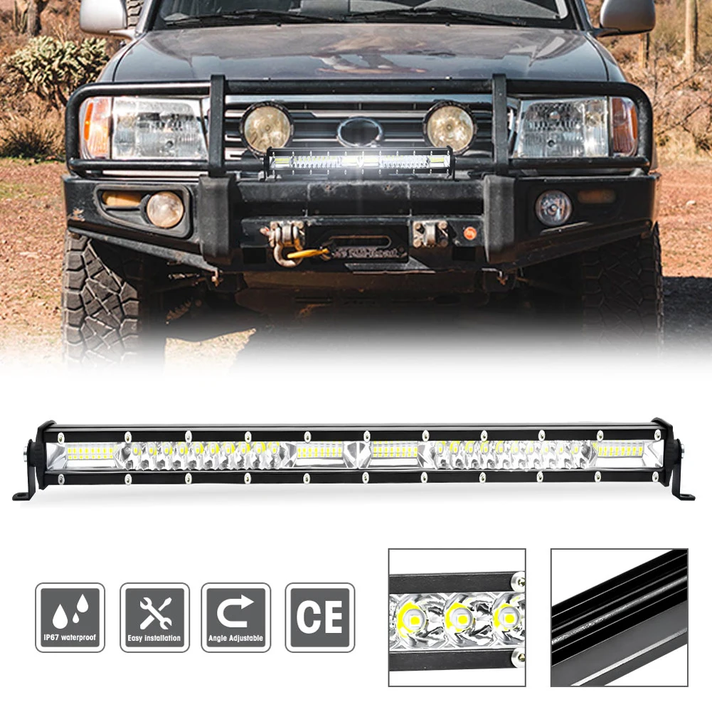 Slim Mixed Light Strip IP68 Waterproof Off Road LED Lamp 6000K LED Light Bar 9-30V Super Bright for Auto Jeep Trailer Golf Cart