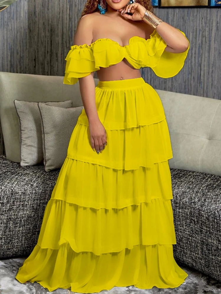 

Женское однотонное вечернее платье, элегантное богемное праздничное платье из 2 предметов с высокой талией и коротким рукавом, облегающие о...