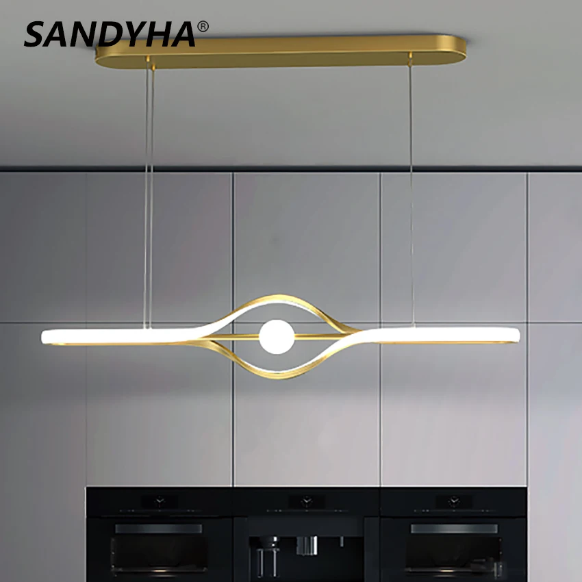 

SANDYHA Nordic Led Chandelier Simple Creative Black Golden Restaurant Dinning Room Pendant Light Kitchen Island Hanging Lamp