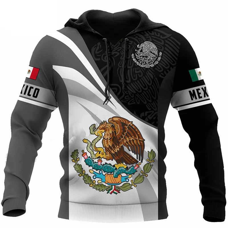 

Mexico National Flag Print dies For Men Fashion 3D Eagle Pattern New in Sweatshirts Hip Hop Harajuku Oversized Pullover Tops