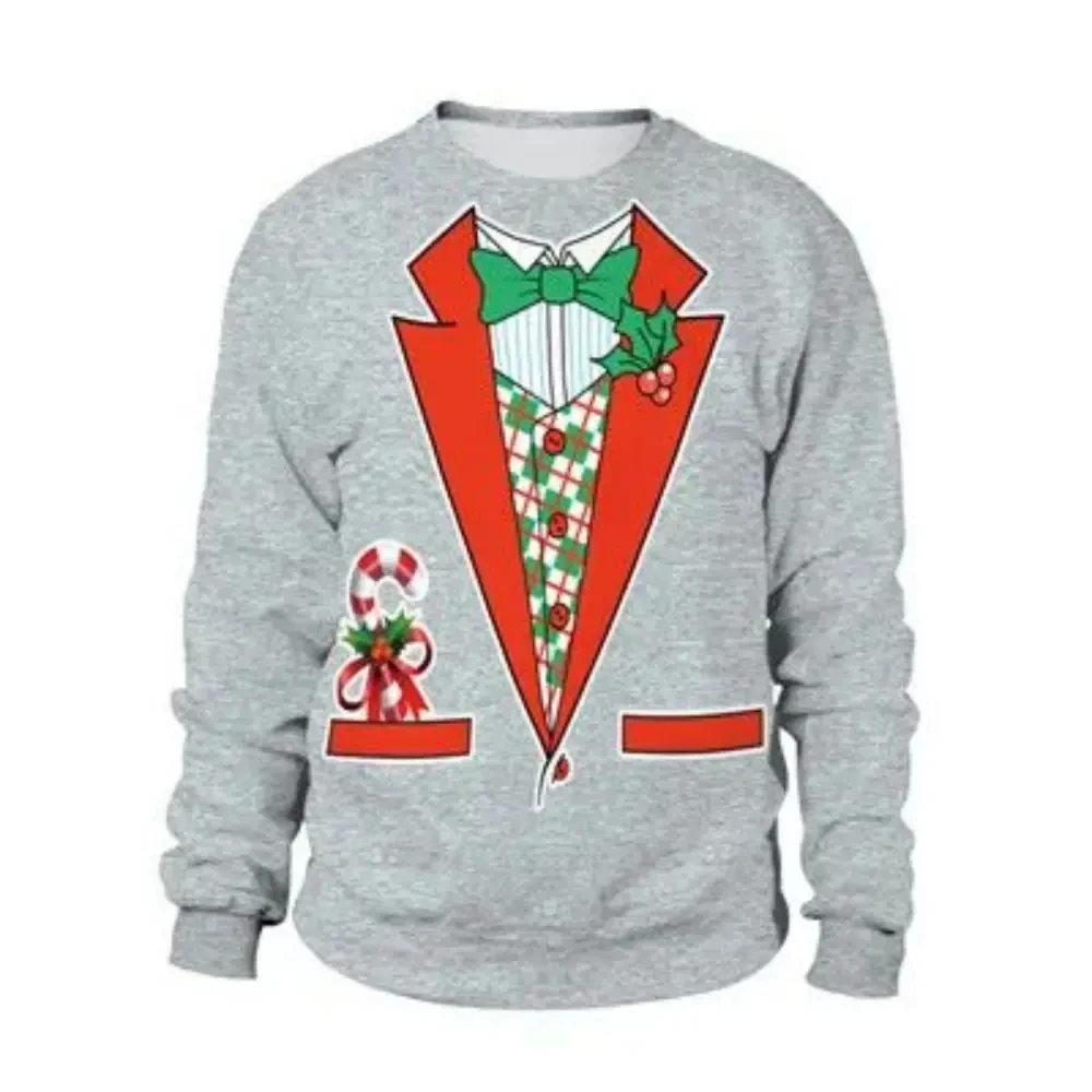 

Уродливые мужские рождественские свитеры, снеговики, олень, Санта Клаус, свитеры, 3D футболки, топы, осенне-зимняя одежда, Рождественская одежда