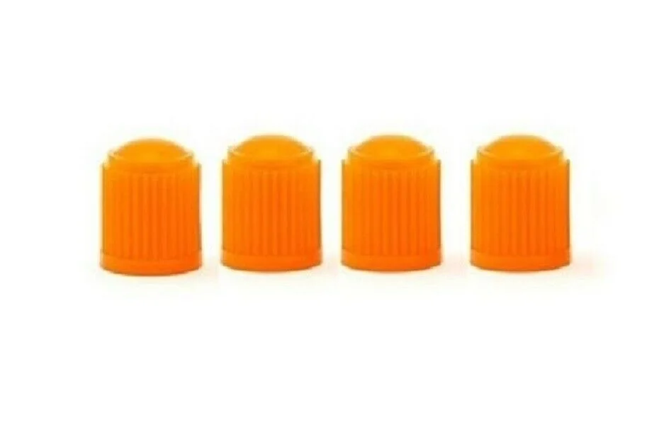 

4 x Orange Tyre valve Plastic dust caps suit car van motorcycle