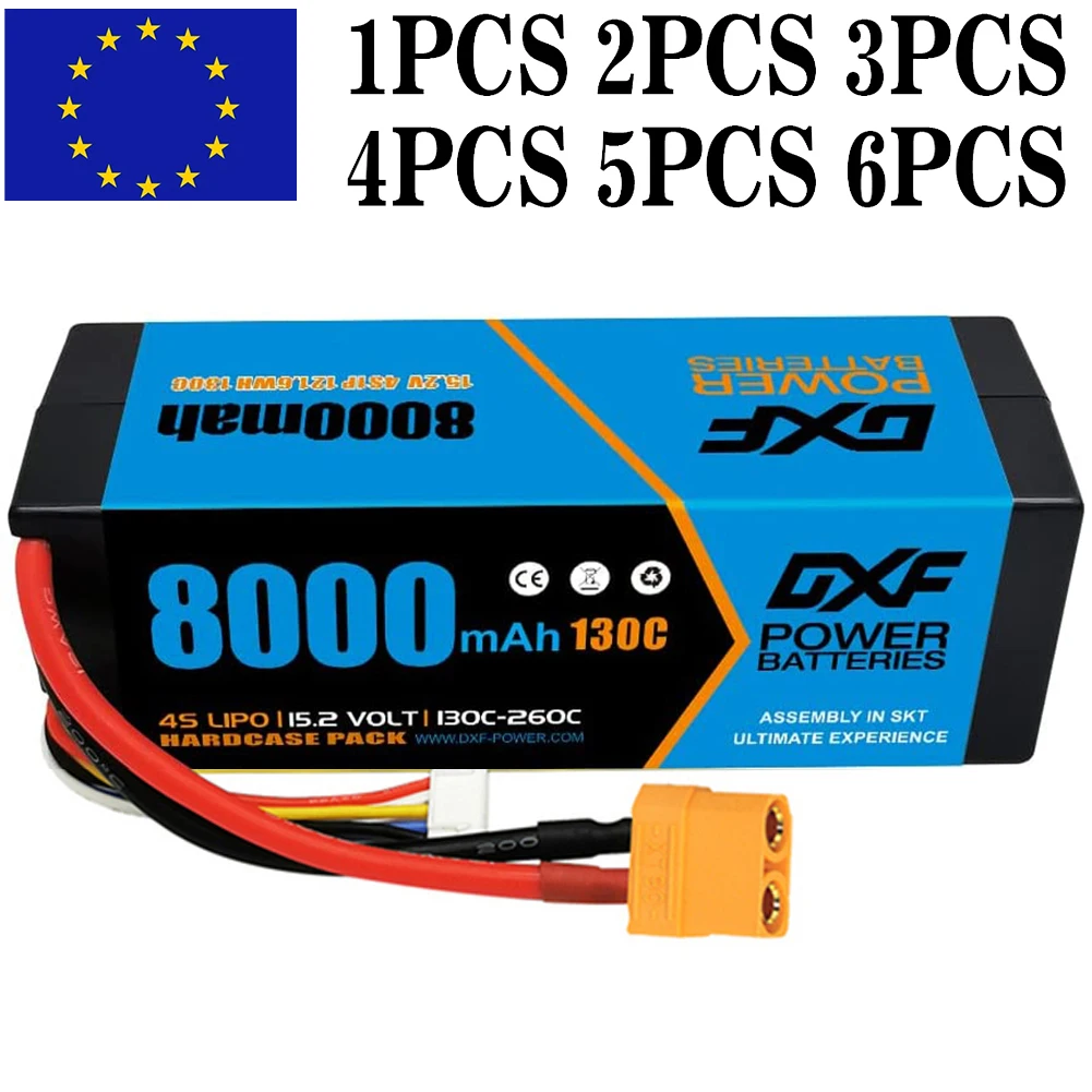 

DXF 4S Lipo Battery 15.2V 130C 8000mAh Lipo Battery with XT90 Plug Hardcase Battery For RC Car Boat Truck Airplane UAV RACING
