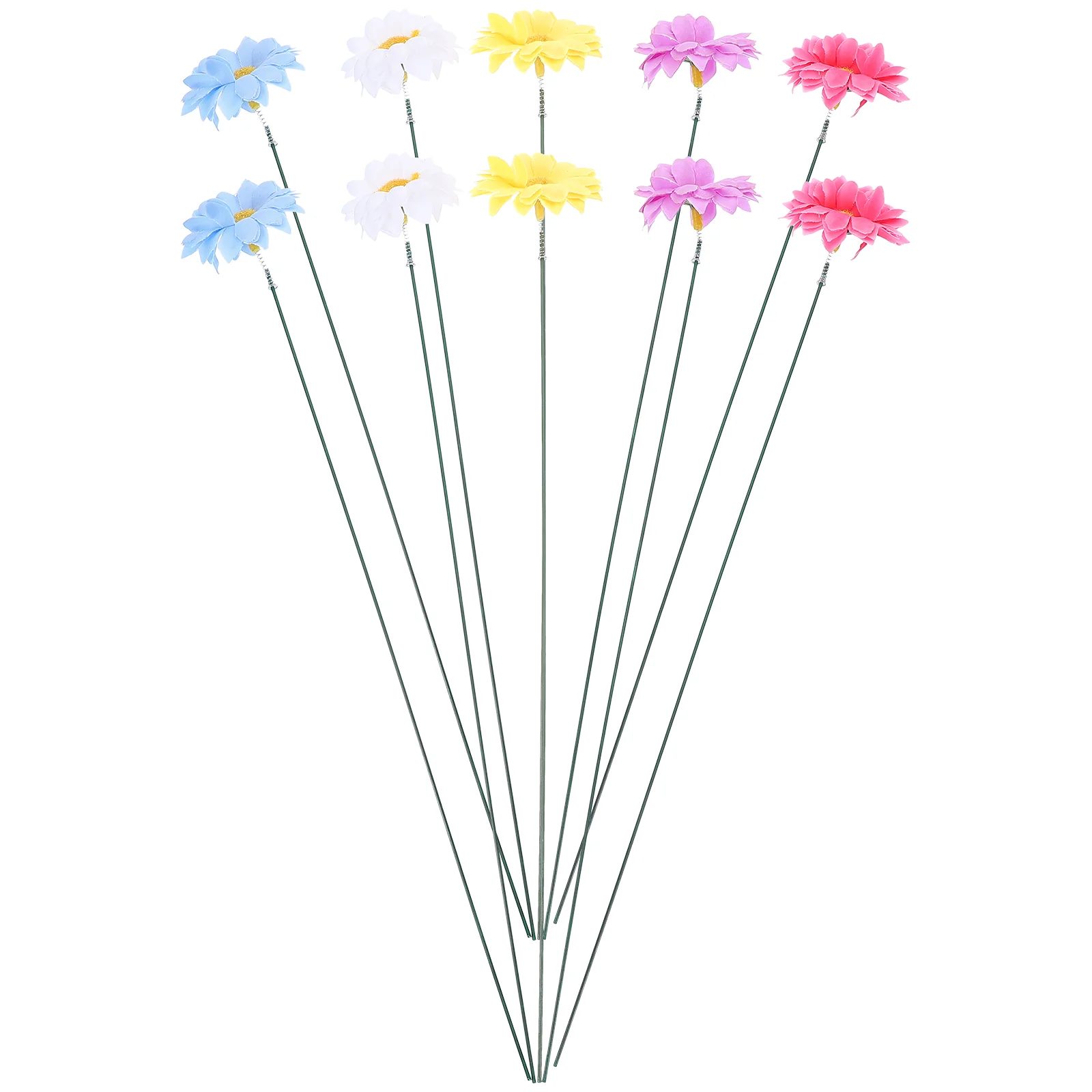 

10 Pcs Garden Sunflower Decor Stakes Flower Outdoor Spring Sunflower Decorations Iron Wire Lawn Sunflower Decorative