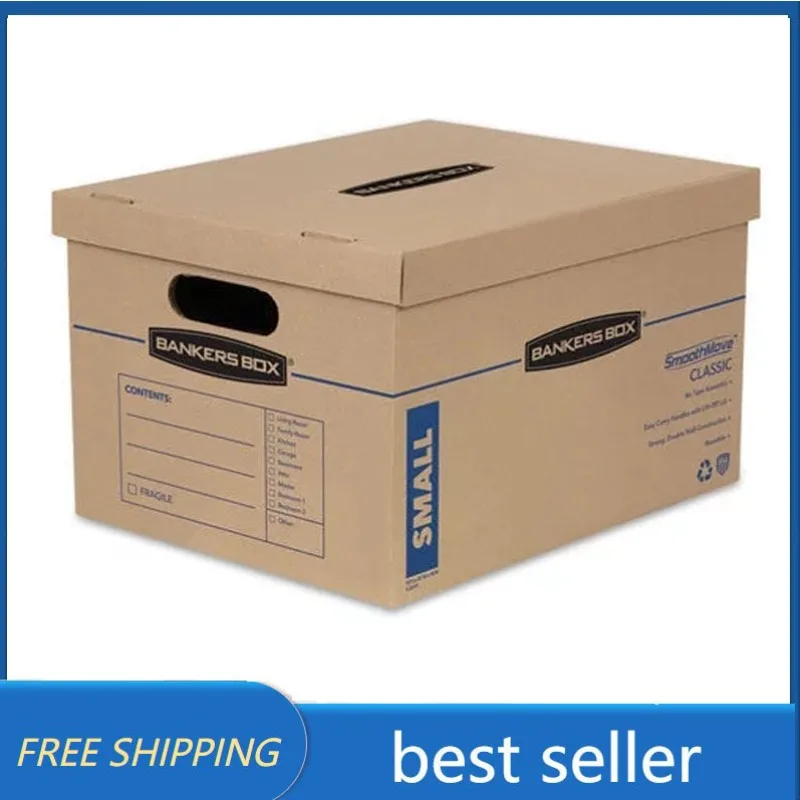

Bankers Box Smooth Move Classic Moving & Storage Boxes, Small, Kraft/Blue, 15/Carton -7714209 Office Supplies
