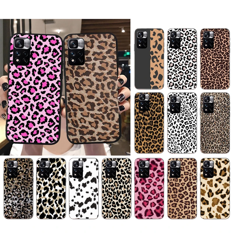 

Phone Case For Xiaomi Redmi Note 11 11S 11T Pro 10 9Pro Note9S 10S Redmi 10 9 10C 9C 9A 9T Pink leopard Print Case