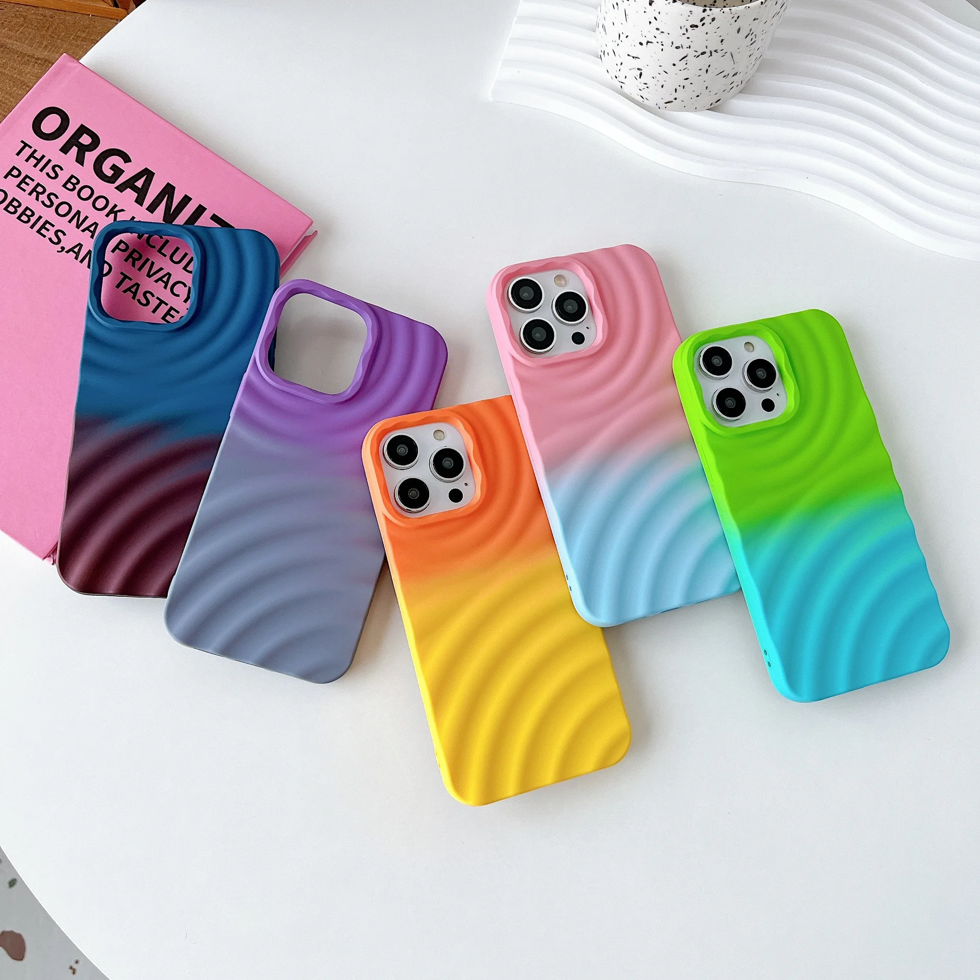 

Fashion Simple Water Ripple 2 color Gradual Skin Sense Protective Phone Case for iPhone 14 13 12 11 Pro Max XS Max XS XR X