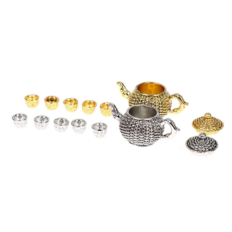 FBIL-6Pcs 1:12 миниатюрная мебель для кукольного дома чайник с крышкой + 5 чашек