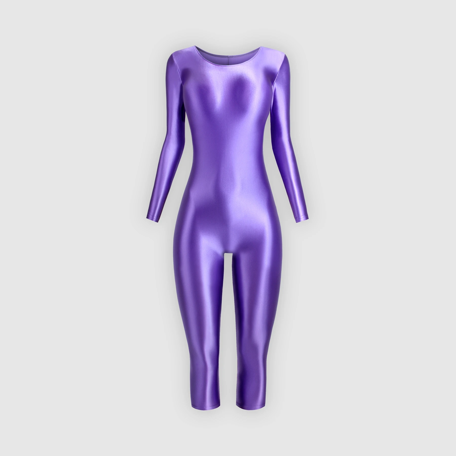 XCKNY Sexy tights silk oil glossy bodysuit long sleeved seven point pants bodysuit smooth yoga fitness swimming suit