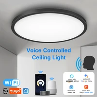 smart led ceiling lamp wifi app voice control with alexagoogle roundsquare brightness dimmable panel light with remote control