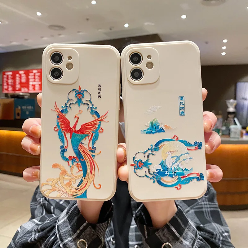 

Fengming Nine Heavens high quality For iphone 7 8 11 12 13 plus mini x xs xr pro max Cloud Bird Phoenix cover