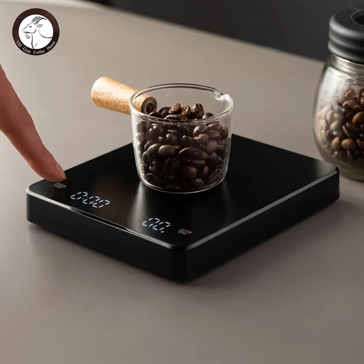

New LED Hidden Screen Italian Hand-brewed Coffee Electronic Scale Automatic Timing Charging Kitchen Household Scale