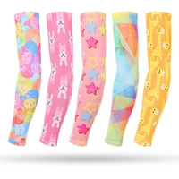 2 pcs kids arm sleeves ice silk cooling sport arm cover for 3 12 years girls boys 30 types elastic cute cartoon arm cuff warmers