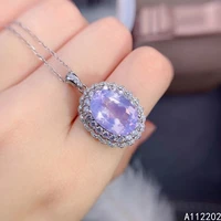 retro luxury natural amethyst 925 sterling silver inlaid purple big gemstone pendant womens necklace wedding party gift jewelry
