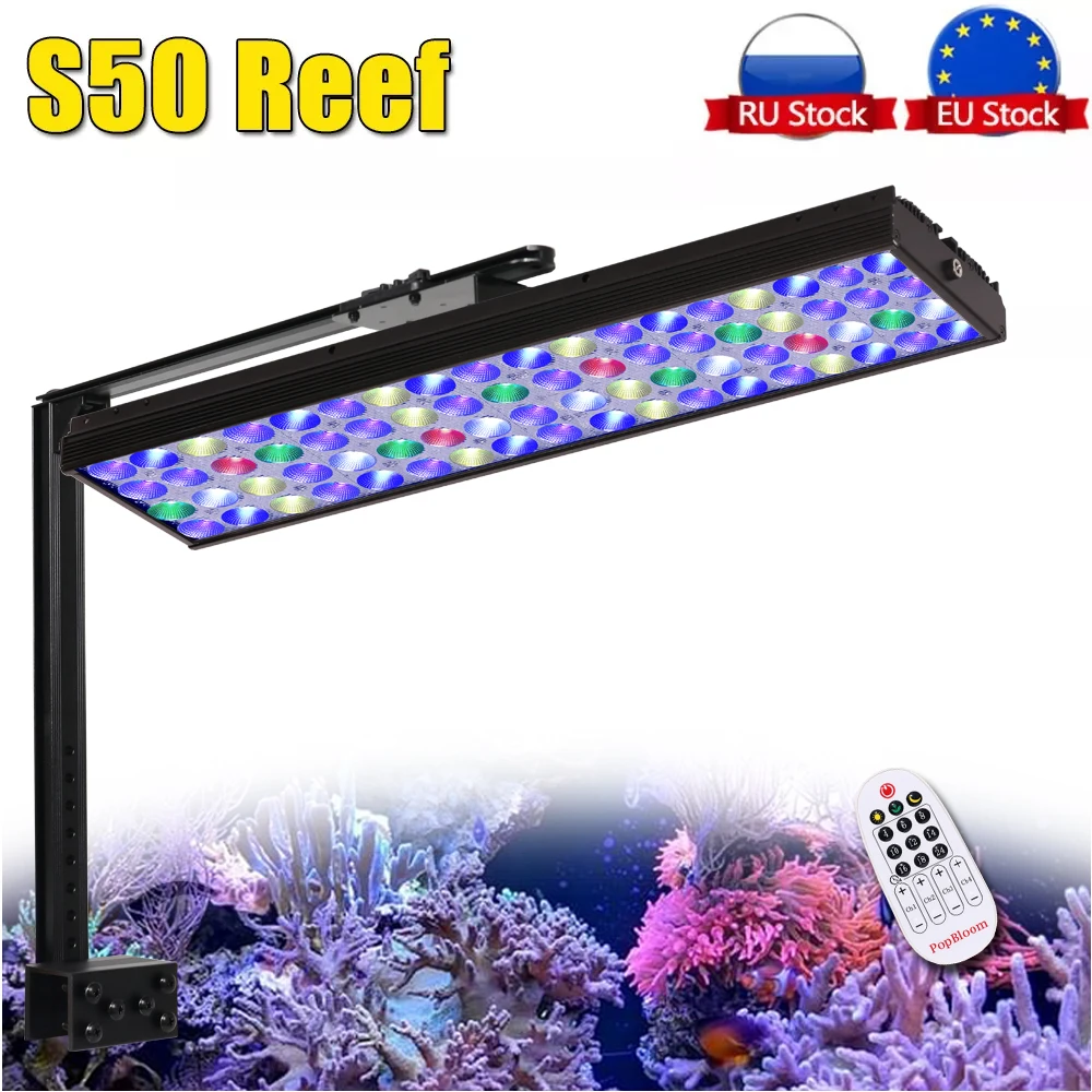 

PopBloom Aquarium Led Light for Coral Reef Lighting Marine Aquarium Lamp Coral for 60-80cm 24" SPS/LPS Salt water Aquarium S50