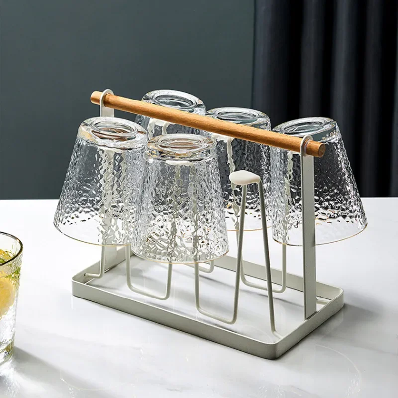

Wood And Metal Drinkware Rack Holder, Perfect for Kitchen Water Mug Draining Hanging Display Shelf Kitchen Accessories, 128-156