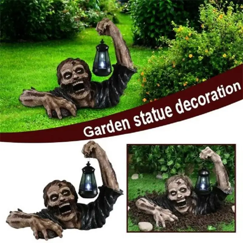 

Halloween Ornaments Zombie Lantern Horror Resin Craft Outdoor Yard Lawn Garden Decor Zombie Statue With Battery Lantern Ornament