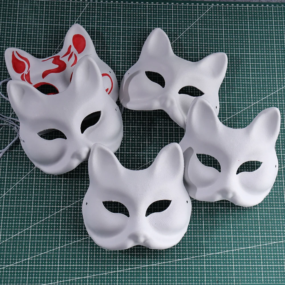 

5 незакрашенных пустых бумажных масок, маска Diy Парочка, раскрашенная кошка, маска Хэллоуин Ролевые игры, аксессуары для вечеринок, ремесленный реквизит