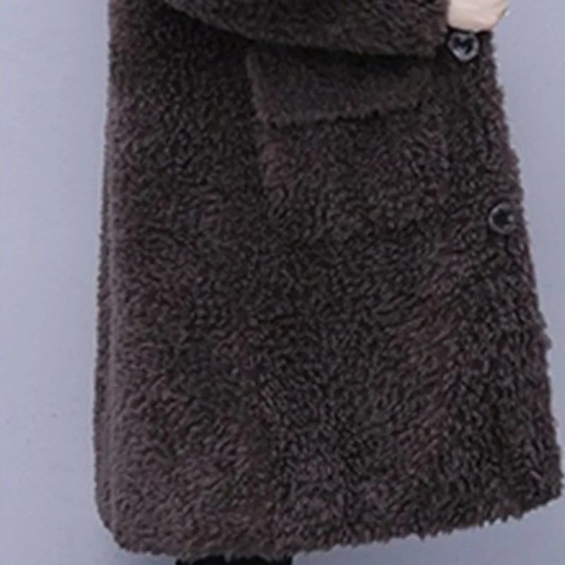 Winter Jacket Women Warm Faux Fur Lambswool Plush Coats Female Outerwear Korean Fashion Ladies Cardigans Long Sleeve Oversized