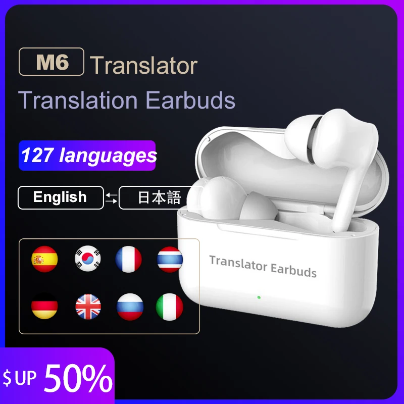 Многоговорящие беспроводные наушники с мгновенным переводчиком Multi-Language Instant Translator