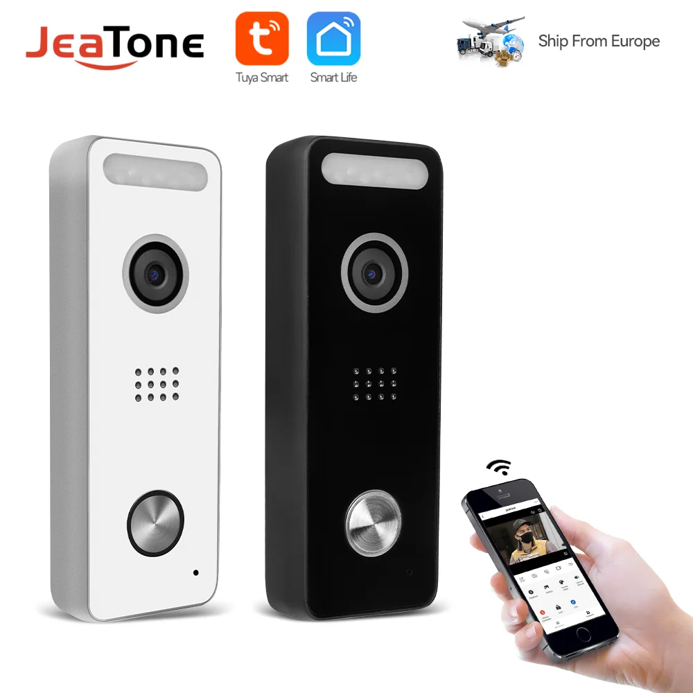 JEATONE 1080P Video Doorbell Home WiFi Door Phone Camera Tuya IP Viedo Intercom System with Talk, Unlock, and Motion Detection