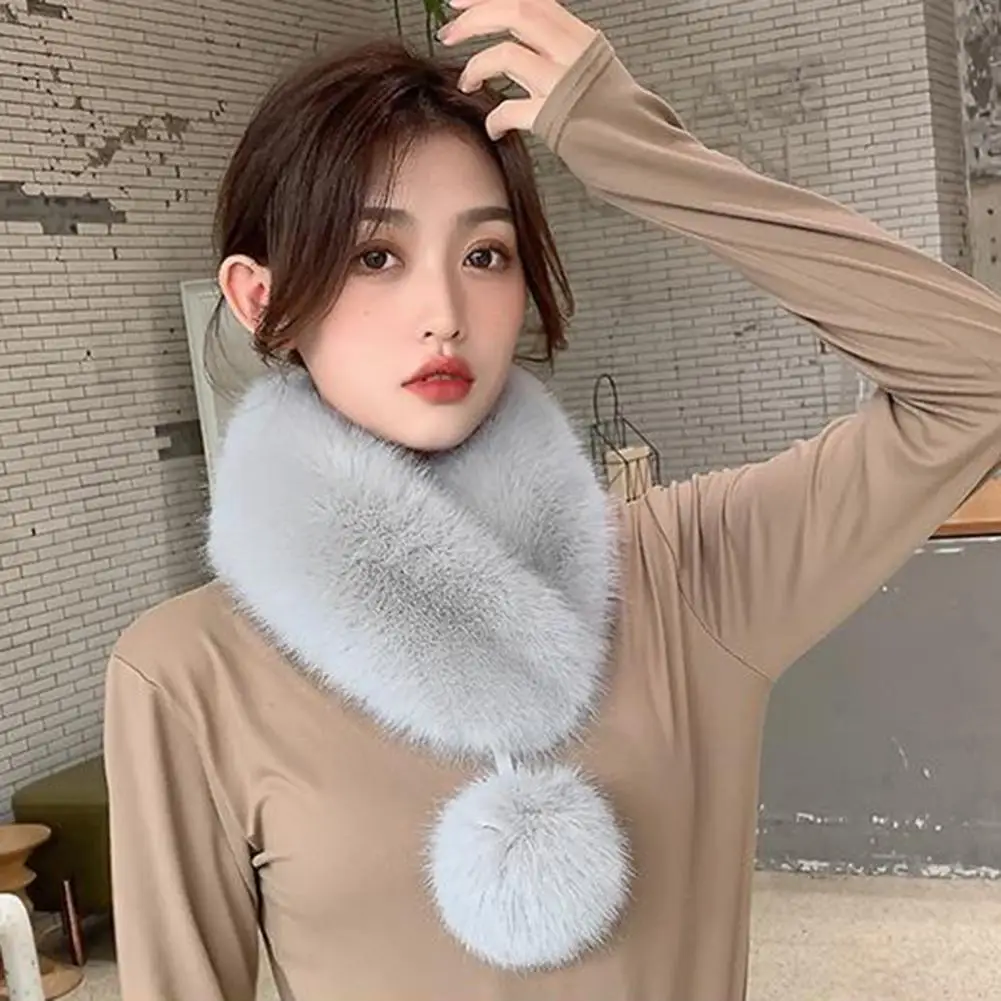 

Stylish Women Scarf Solid Color Sweet Thicken Windproof Thermal Scarf Elegant Female Scarf Daily Wear