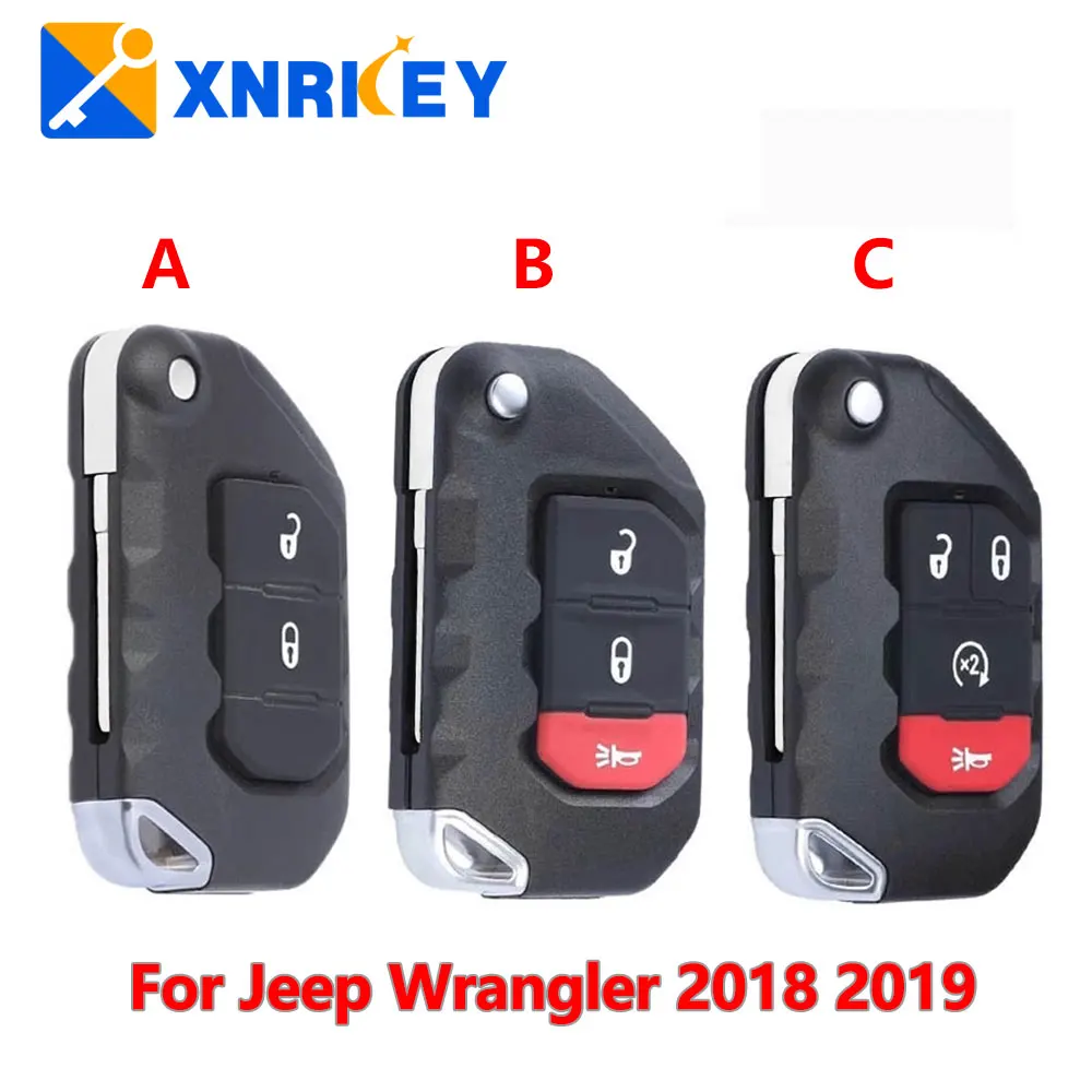 

XNRKEY 2 3 4 Button Remote Key for Jeep Wrangler 2018 2019 Smart Remote Auto Car Key Fob OHT1130261 433MHz 4A Chip 68416784AA