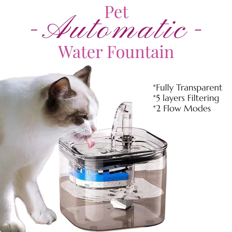 

2.2L Automatic Cat Water Dispenser Short Travel No Worry Pet Drinker Transparent Self-circulating Dog Bowl Cat Water Fountain