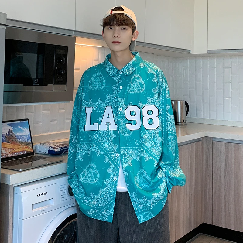 

2022 Fashion Men's New Shirts Long Sleeve Personality Turn-down Collar Casual Alphabet Print Outdoor Daily Trip Man's Shirt