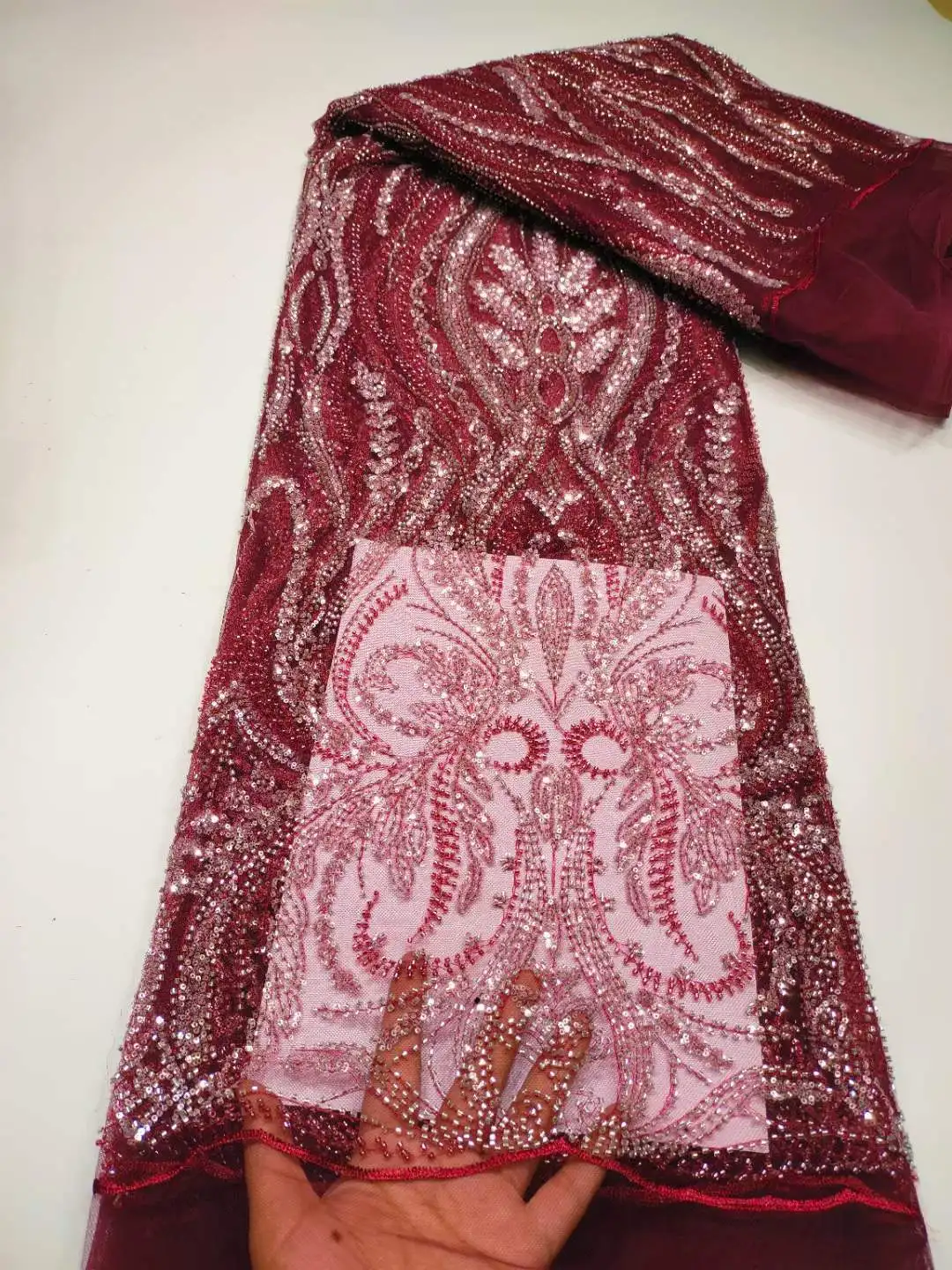 

Популярная вышивка из серебряных бусин, французская Тюлевая сетка из бисера, африканская кружевная ткань для вечерних платьев и свадеб