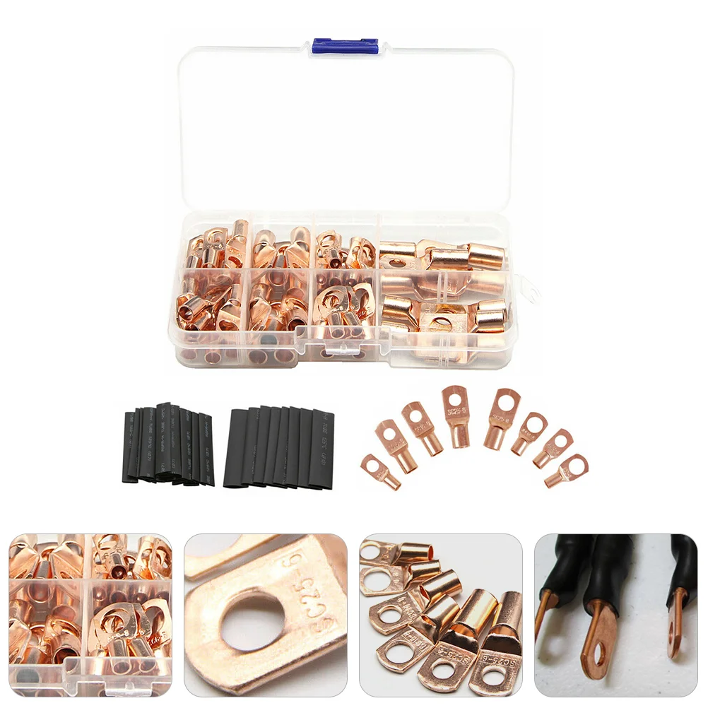 

140 Pcs Copper Nose Heat Shrink Tube Car Repair Terminal Connector Electrical Wire Connectors Lug Vehicle Automotive