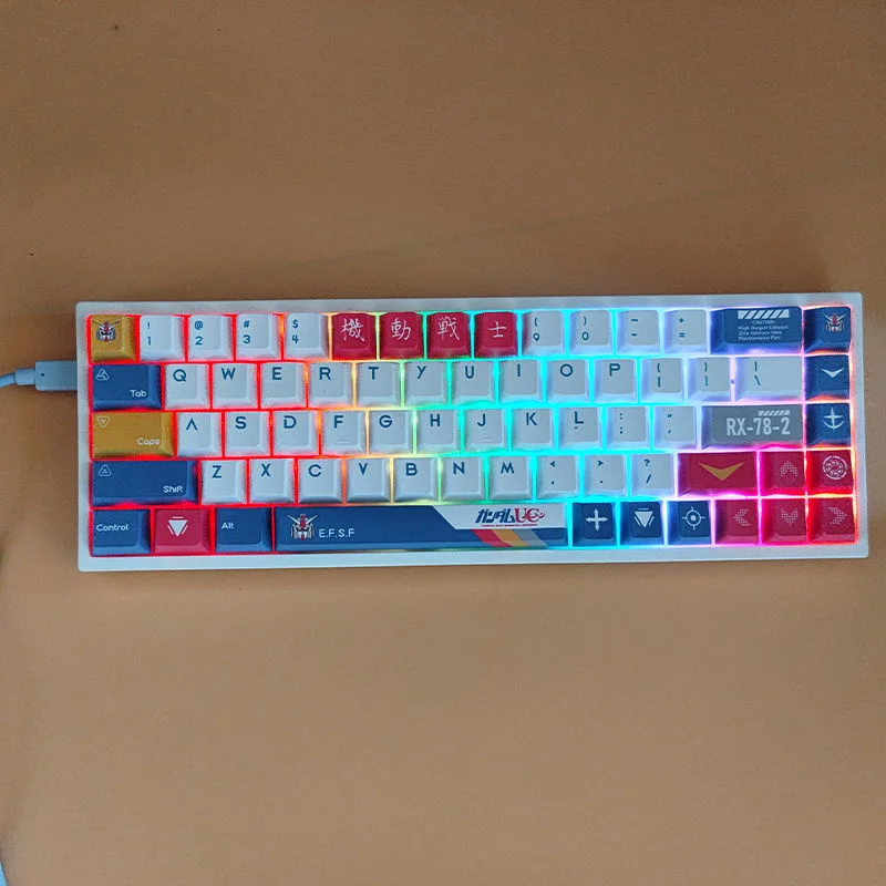 Anime Gundam PBT Keycaps Gaming Mechanical Keyboard 130 Keys Cherry Profile Cartoon Robot pbt Caps 64 68 75 84 87 980 Set Layout images - 6