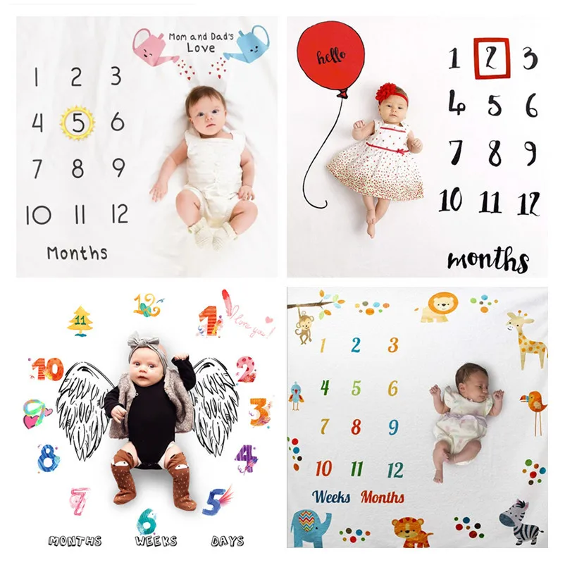 Baby Milestone Month Photography Background Cloth Baby Creative Digital Photo Blanket Background Cloth Photography Props